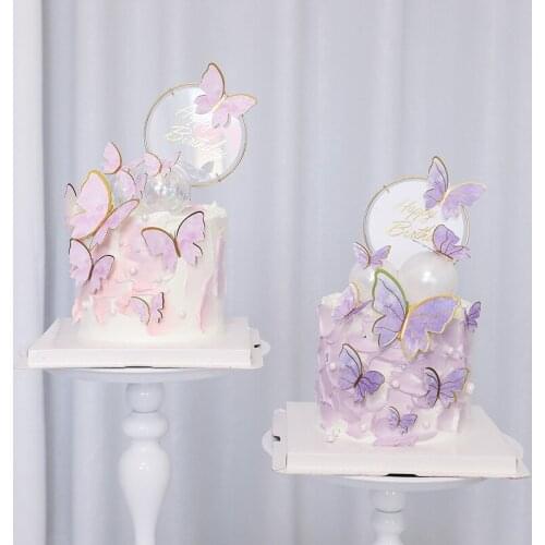 10pcs/set Cake Toppers Flags Butterfly DIY Cupcake Topper Kids Girl Happy Birthday Wedding Bride Party Baby Shower Baking Decor