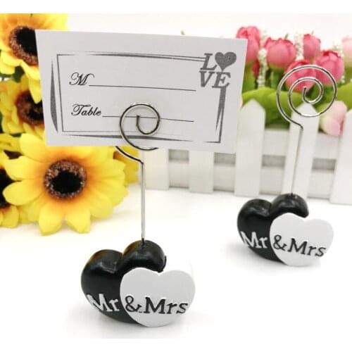 10pcs Heart MR&Mrs Name Number Menu Table Place Card Holder Clip For Wedding Baby Shower Party Festival Reception Favor