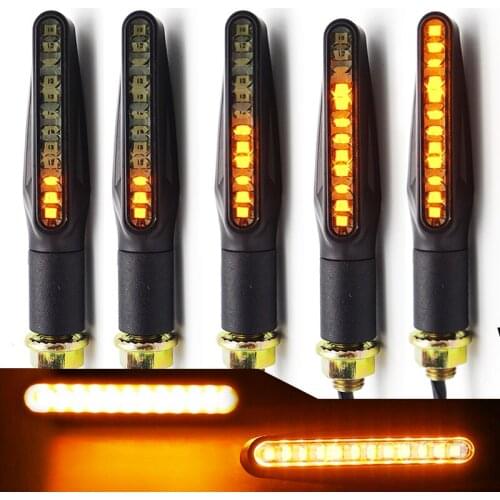 2/4PCS 12V Motorcycle Light Front Rear Turn Signals Indicators Lights Sequential Water Flowing Strips Motorcycle Amber lamp