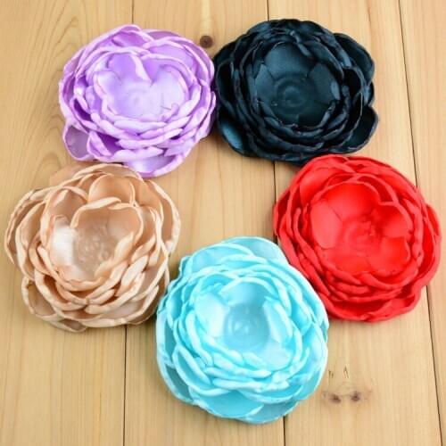 22 pcs/lot 3.9" Large Satin Layered Fabric Flowers , Burned Edges Fabric Flowers