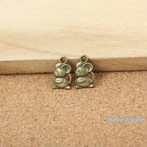 45 pcs quality Antique bronze Chinese Zodiac Mouse Pendant Alloy DIY Fashion charm Bracelet Necklace Jewelry Accessories 10036