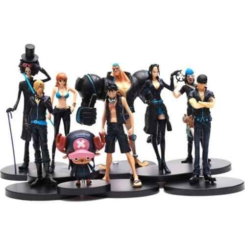9pcs/Set Anime One piece Luffy Zoro Sanji Nami Brook Pirate ship action figure Statue PVC toy collection model Gift Toy