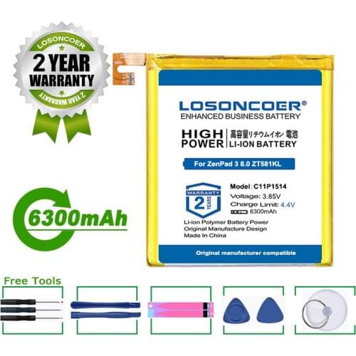 LOSONCOER Battery C11P1514 6300mAh Battery For ASUS ZenPad 3 8.0 ZT581KL