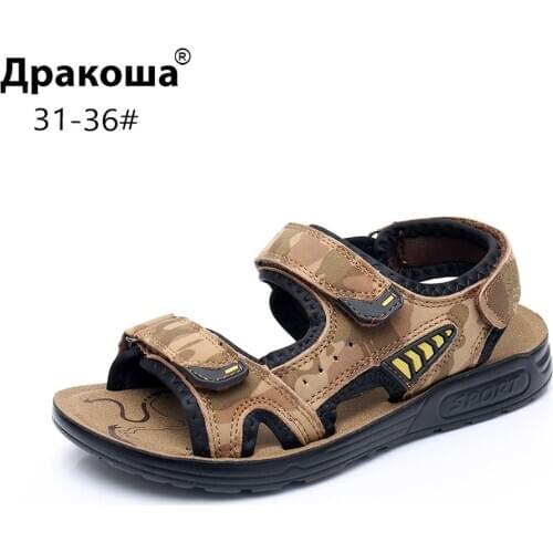 Apakowa Boys Three Strap Sports Sandals Open Toe Beach Camouflage Shoes Little Boys Summer Breathable Water Walking Sandals