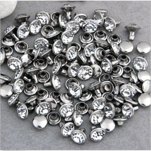 Free Shipping 100 Set 7mm 8mm 10mm Crystals Rhinestone Rivets Rapid Silver Nailhead Spots Studs DIY Crystal Rivet