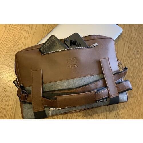 TRAVELER DARK BROWN AND BLACK LARGE LAPTOP BAG MADE IN TURKEY