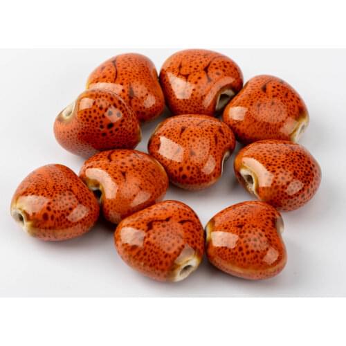 17# 20pcs Heart Shape Porcelain Bead For Jewelry Making not hama string Unique Ceramics Beads Wholesale #A324B
