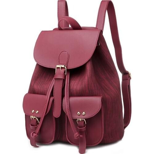 PU Ladies Leather Backpack Women Backpacks Lady Drawstring Business Bags Teenage Girls School Bags Fashion Women Laptop Backpack