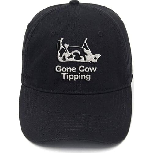 Lyprerazy Gone Cow Tipping Funny Washed Cotton Adjustable Men Women Unisex Hip Hop Cool Flock Printing Baseball Cap