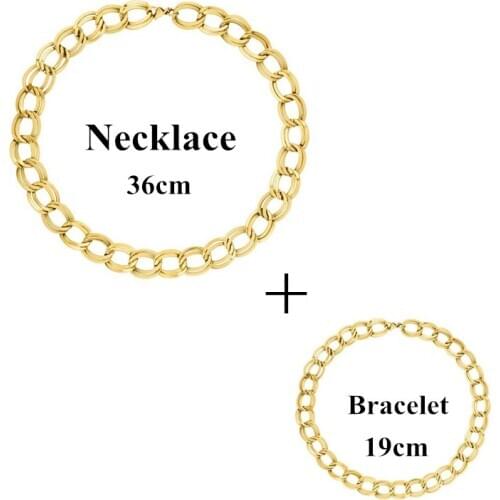 Mavis Hare Stainless Steel AKELA Bracelet & Necklace set with luxury Oval Plain Sparkling choker Necklace Bracelet as Xmas Gift