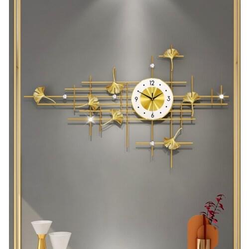 Nordic Creative Wall Clock Metal Luxury Living Room Large Quartz Golden Wall Clock Modern Horloge Murale Home Decorative DG50WC