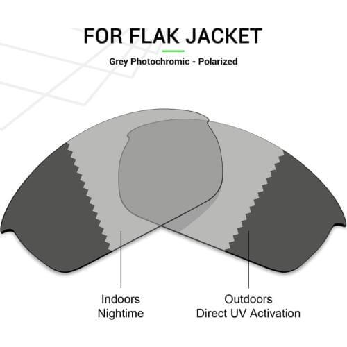 Mryok POLARIZED Replacement Lenses for Oakley Flak Jacket Sunglasses Grey Photochromic