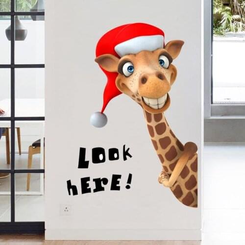Cartoon Wreath Flower Giraffe Wall Sticker Home Decor Living Room Art Wall Decorative Vinyl Removable Decal Animal Wallpapers
