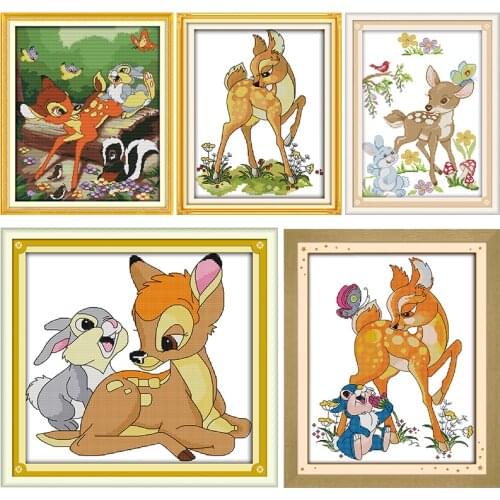 Cross Stitch Kit Embroidery Needlework A Forest Deer Patterns Stamped Patterns 11CT 14CT Printed Counted Crafts Decor Art Sewing