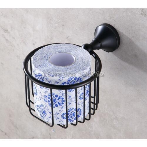 Bathroom Accessory Black Oil Rubbed Bronze Toilet Paper Holder Wall Mounted Roll Tissue Holder Basket Wba855