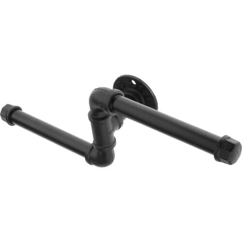 Wall Mount Toilet Paper Holder Rack Tissue Roll Dispenser Stand Rustic Iron Pipe