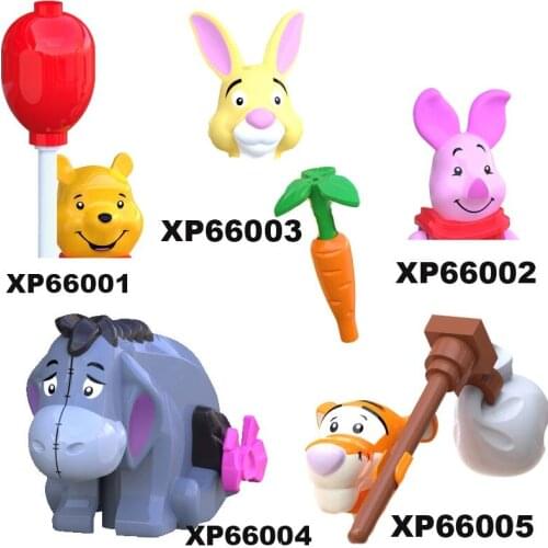 Single Cartoon Movie Anime The Winnieed Pooh Tiggered Rabbit Pig Head accessories Building Blocks children Series-070 XP66001