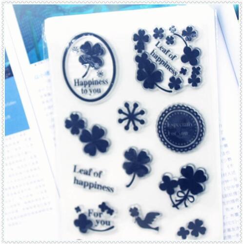 PANFELOU 11.3*15.56cm A clover series Transparent Silicone Rubber Clear Stamps cartoon for Scrapbooking/DIY wedding album