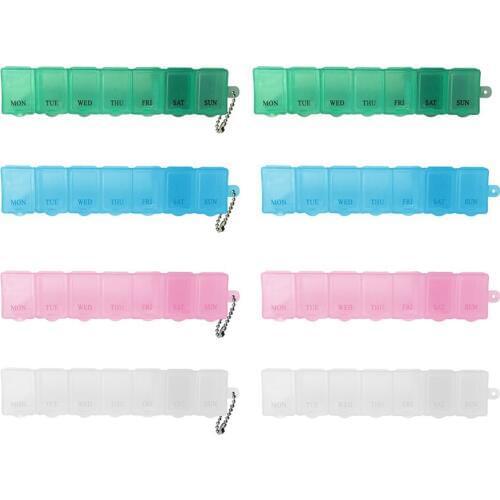 Carrying Portable Seven-frame Long-shaped Old Man Seven Days A Week PP Dated Hanging Plastic Pillbox Storage Box