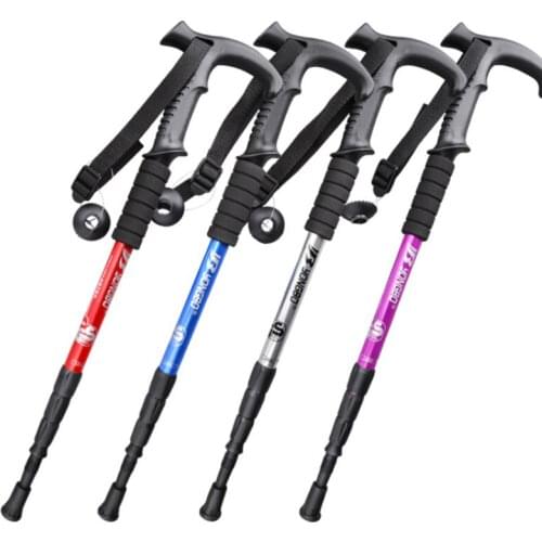 Anti Shock Trekking Pole Ultralight Walking Sticks Adjustable Hiking Canes Telescopic Crutch