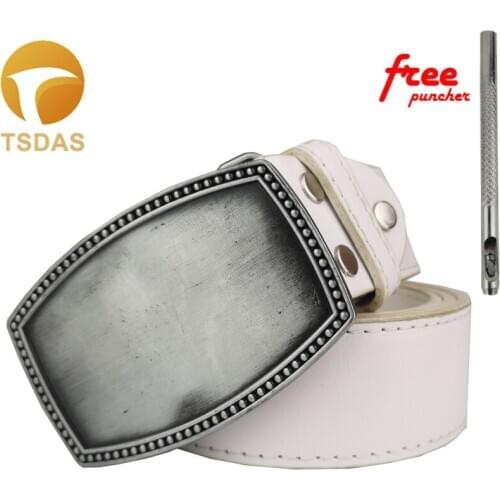 Rectangle Blank Belt Buckle -Add Your Own Design-Custom DIY Belt Buckle In Silver Plating Come with Belt