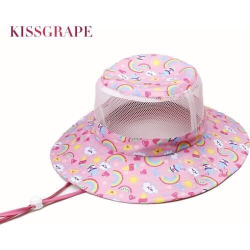 New Baby Grils Summer Hat Breathable Mesh Sun Hats Anti-UV Large 8cm Brim Kids Beach Hat Cap Childrens Outdoor Cotton Casquette