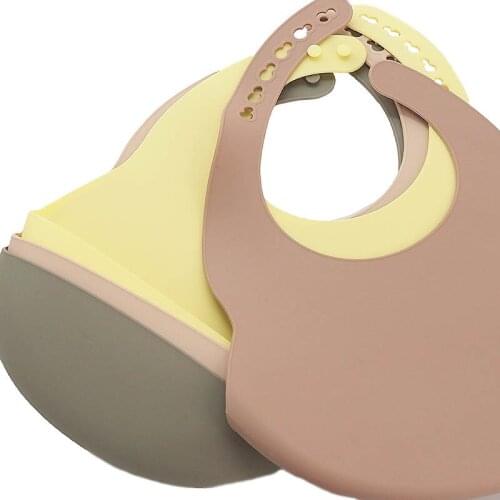 Chenkai 1PCS 16 Colors Silicone Newborn Feedings Bib Two Button Adjustable Waterproof Tableware Baby Bibs Food Grade BPA Free