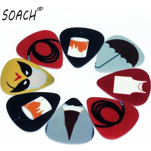 SOACH 10PCS 0.46mm high quality Guitar picks pvc Double-sided printing Simple personality Mixed pattern guitar picks