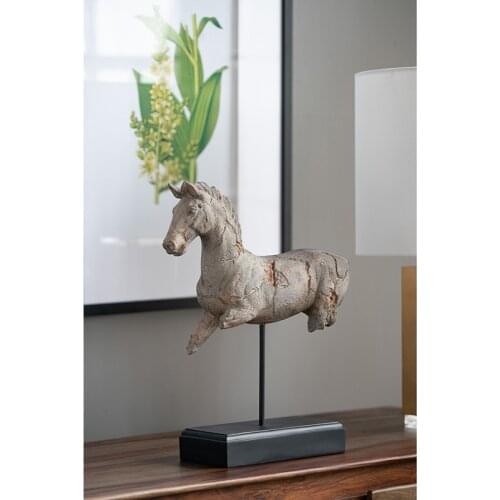 Powkhome Horse Statue on Stand Animal Figurine Antique-style Horse Sculpture Home Living Room Office Decoration Gift