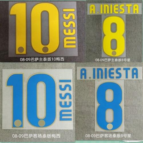 Super A Retro 0809 2008 2009 messi xava A.INIESTA HENRY Barcelona number font print, Hot stamping patches badges