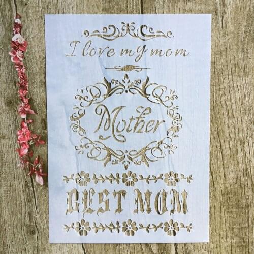 A4 29 * 21cm I love my mom layered stencil scrapbook stamp album photo album decoration embossed paper card template decoration