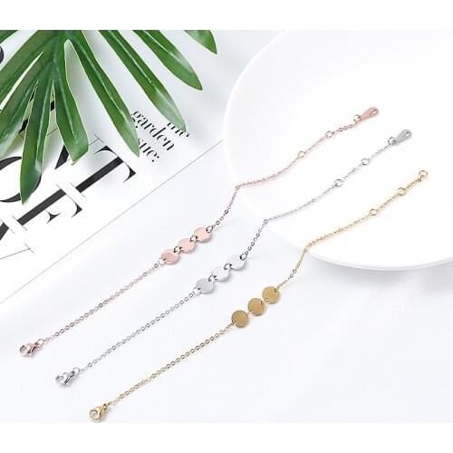 USTAR Stainless Steel Anklet Bracelet Adjustable Chain Round Anklets For Women Foot Jewelry Summer Sandals No fading