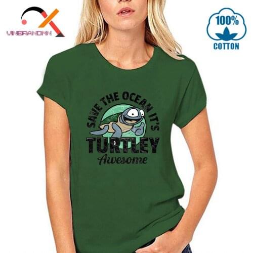 Vintage Save The Ocean Its Turtley Awesome T shirt woman Novelty Turtle sealife T-Shirt homme short sleeve O Neck retro Tees
