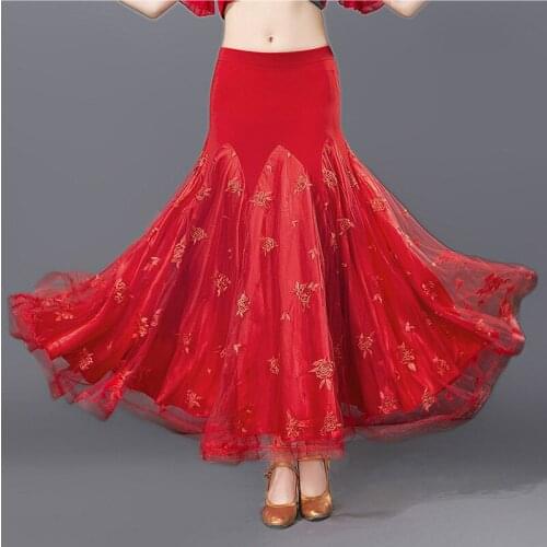 Lady Ballroom Dancing Skirt Dance Articles Adult Ladies Modern Social Dance Suit Practice Show Half-length Dresses D0812