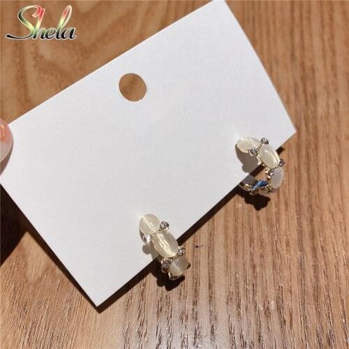 Geometric C Ring Circle Earrings For Women Opal Party Korean Fashion Jewelry Pendientes Dangle Wholesale S925 Pin