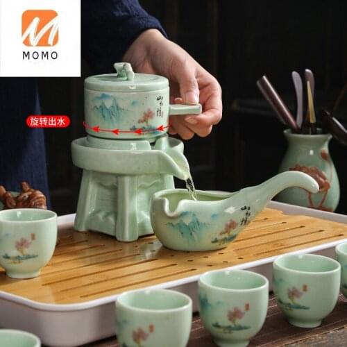 Lazy Automatic Creative Stonewashed Spinning Water out Kung Fu Tea Tea Maker Purple Sand Tea Set Home Ceramic Teapot