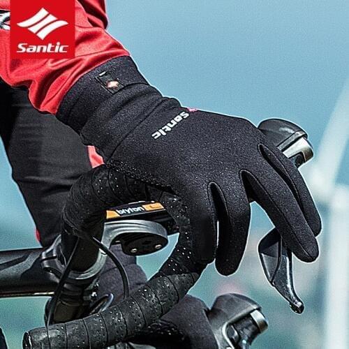 SANTIC Winter Cycling Gloves Thermal Waterproof Windproof Touch Screen GEL Bike Gloves For Skiing Hiking Snowmobile Motorcycle