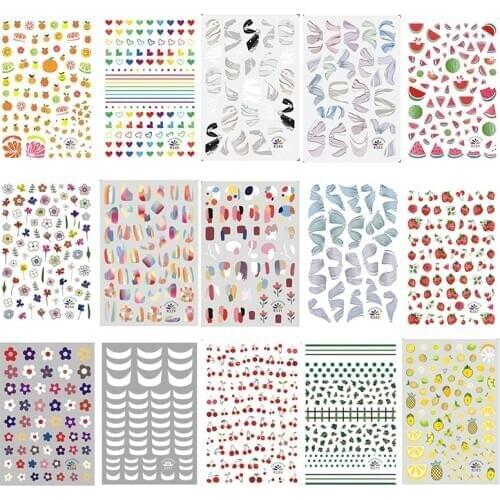 1pcs Cute Fruit Flower Designs Nails Art Stickers Manicure Water Decal Nail Transfer Adhesive Sliders Manicure Tools Decoration