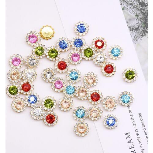 20/100pcs Mix Claw Cup Rhinestones Shiny Crystals Diamante Gold Base for Clothing Dress Ornament Accessories 9.4-11.8mm