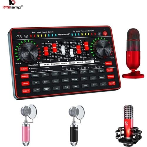 PC External Usb Sound Mixer Board For Live Streaming cards Play Games With Effects Sound Card For Microphone Singing Recording