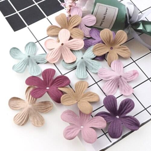 30PCS 45mm New Fashion Kawaii Handmade Hair Accessories Artificial Flower Microfiber Fabric Hair Ornaments Clip DIY Accessories