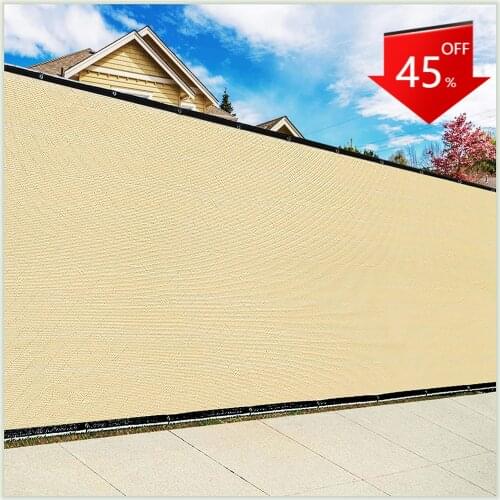 5' x 50' Beige Privacy Fence Screen Temporary Windscreen Park Tennis Court School Home 170 GSM Heavy Netting Fence Cover