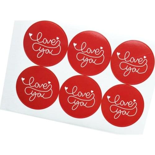 60pcs/lot 'LOVE YOU' Multi Paper Adhesive Sealing Label Red Decorative Seal Sticker Gifts Packing Label for Handmade Products