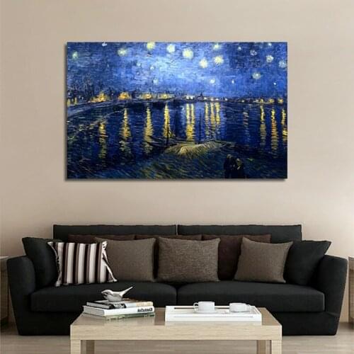 Light Reflection In Water Retro Abstract Night Scene Oil-paint Art Canvas Painting Print Poster For Living Room Home Decoration