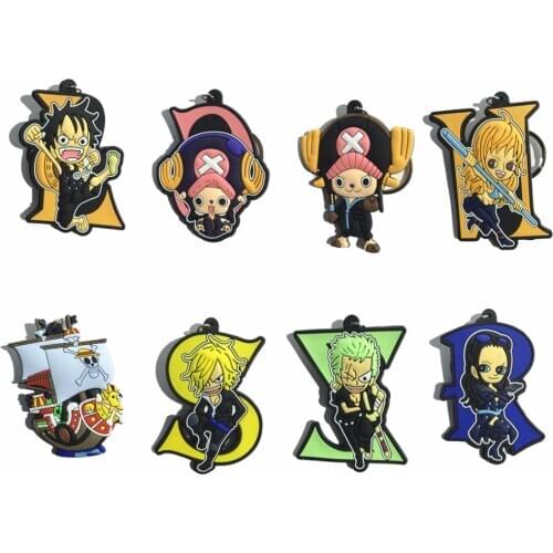 Anime Cartoon Cute Kawaii One Piece Zoro Sanji Chopper Luffy keychain Action Figure Toys double-sided Silicone PVC keychain