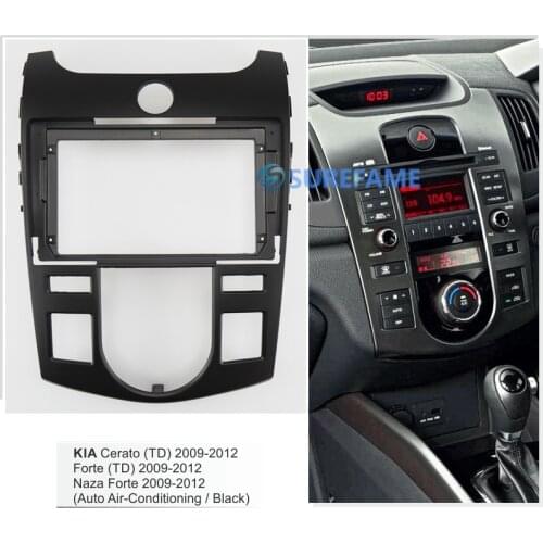 9 inch Car Fascia Radio Panel for KIA Cerato , Forte 2009-2012 (Auto A/C,Black) Dash Kit Install Facia Bezel Trim Plate Console