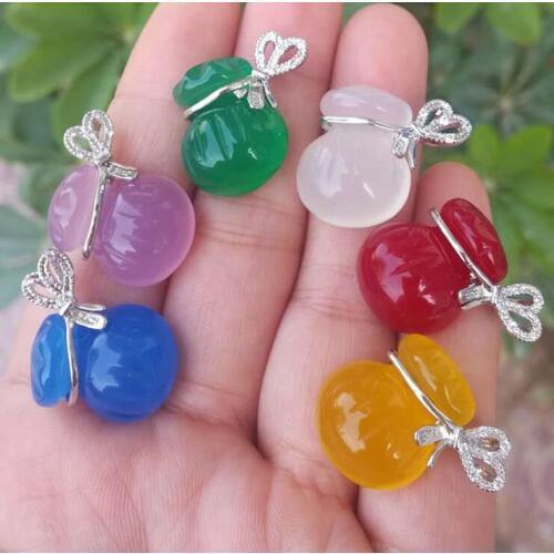 Free shipping Chalcedony Carved Pendant money bag Pendant DIY For Women Fashion Romantic Jadeites Jewelry