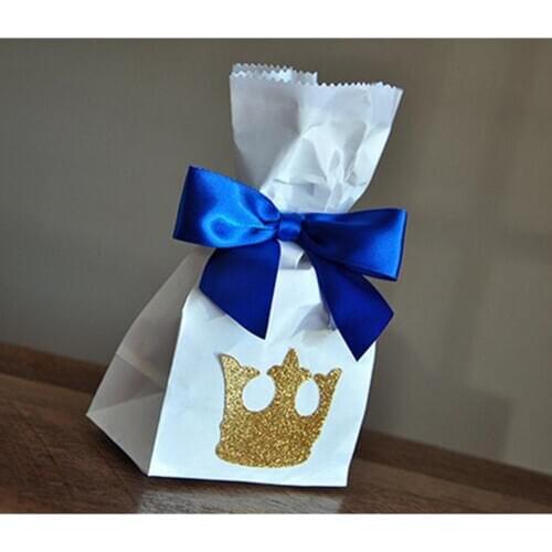 Glitter Royal Prince Baby Shower Favor Bags wedding party favor lables baby shower birthday favor holders