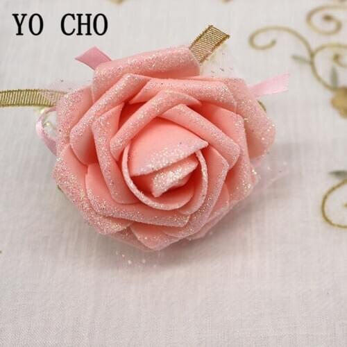 Lightspot Wrist Corsage Bridesmaids Wedding Bracelet Flowers Foam Rose White Pink Wedding Corsage Bracelets Marriage Accessories