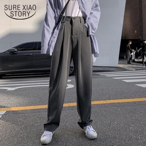High Waist Pant Women Suit Pants Loose Long Trousers 2021 Spring Autumn Solid Office Lady Female Wide Leg Pants Korean Style 107